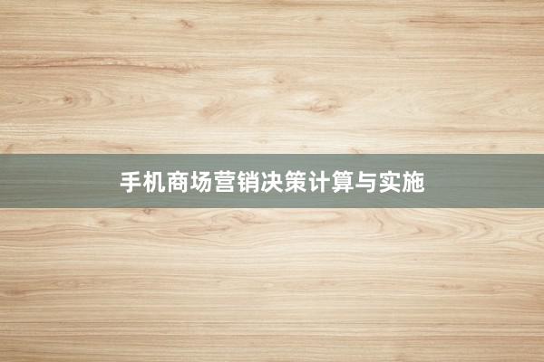 手机商场营销决策计算与实施